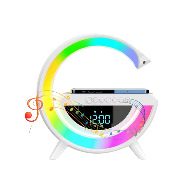 Bluetooth G Hoparlör RGB Led Işıklı Speaker Alarm Saat FM Radyo AUX USB SD Kart Wireless Şarj